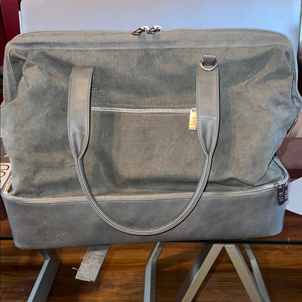 BEIS Gray Weekender with Bottom Compartment